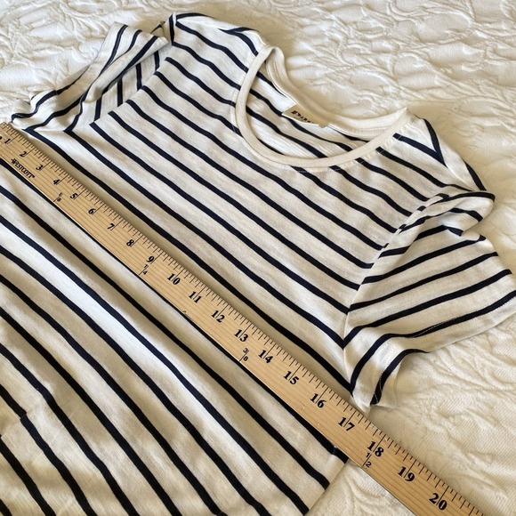 Pact Organic Women's Santa Ana‎ Stripe Black Cream Relaxed Slub Dress S Pockets - Picture 7 of 8